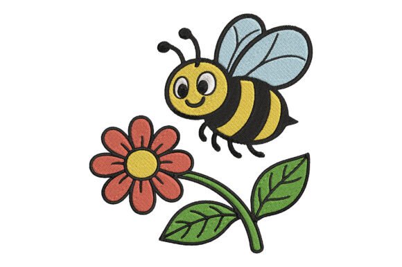 Bee with Flower Embroidery Design – A Sweet Touch for Handmade Gifts
