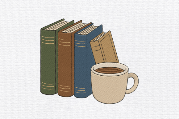 Charming Book Lover Coffee Cup Embroidery Design Review