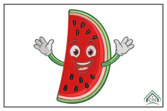 Cute Kawaii Watermelon Embroidery Design