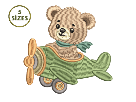 Pilot Teddy Bear Airplane Embroidery: A Seasonal Charm for Holiday Crafts